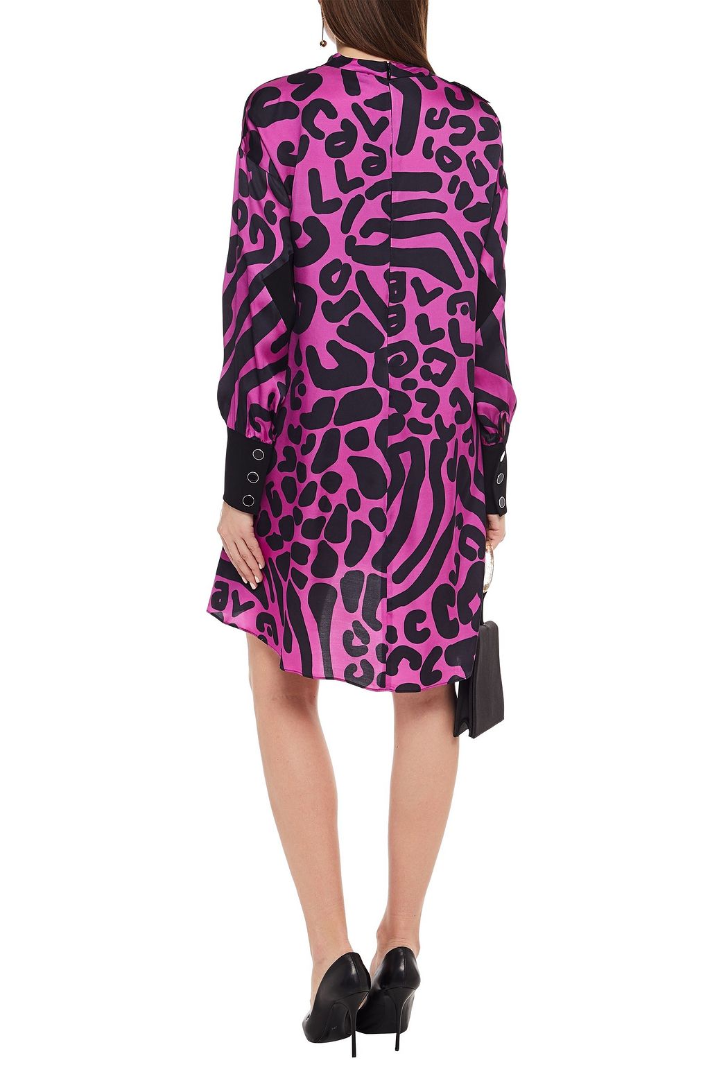 JUST CAVALLI Asymmetric printed crepe mini dress