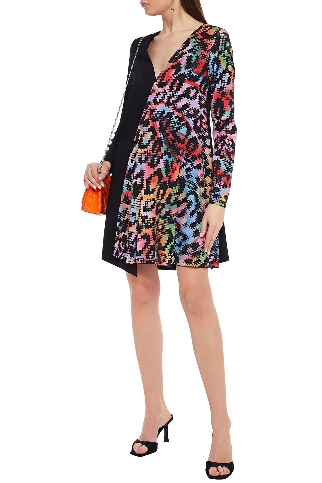 JUST CAVALLI Paneled printed crepe mini dress