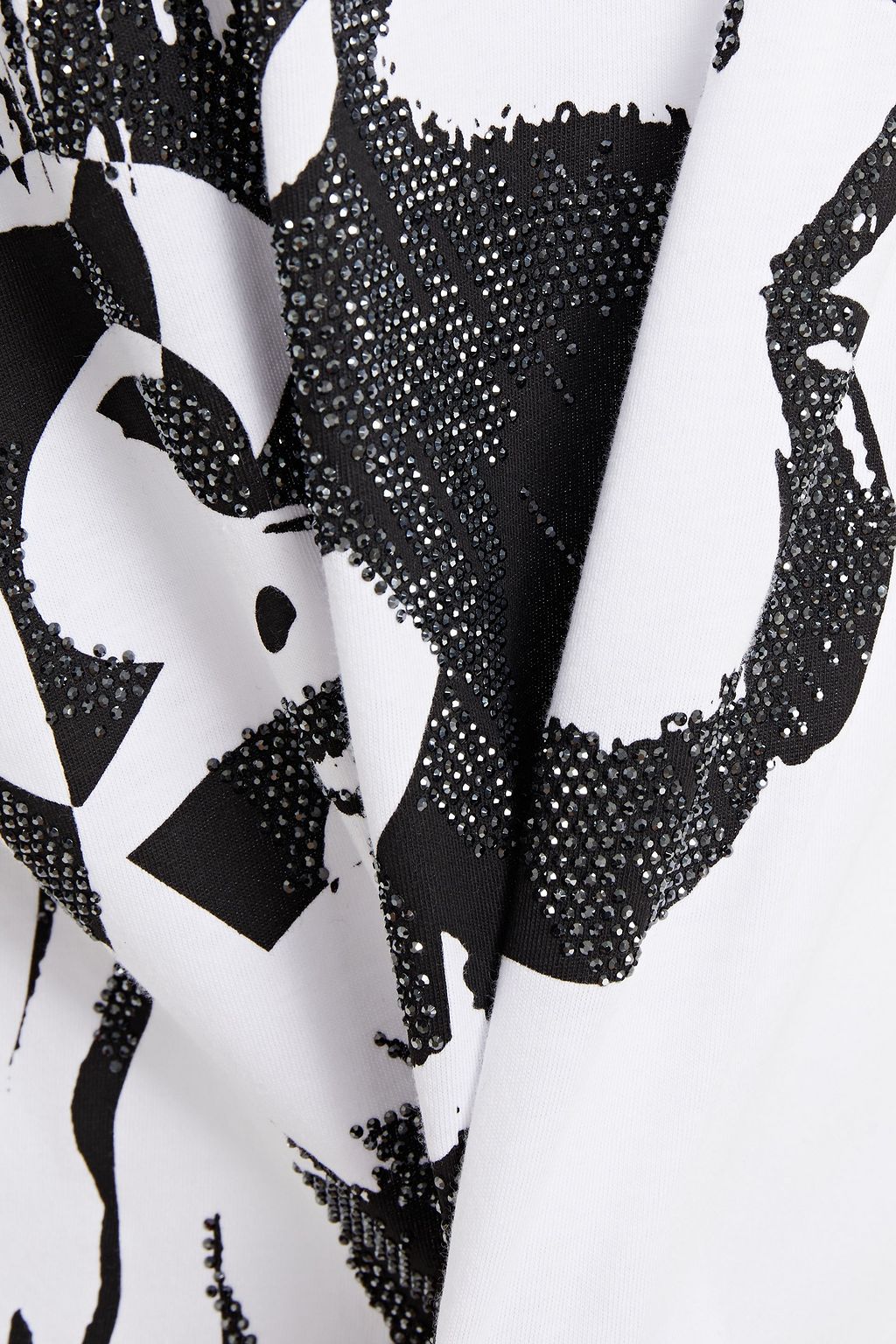 JUST CAVALLI Crystal-embellished printed cotton-jersey T-shirt