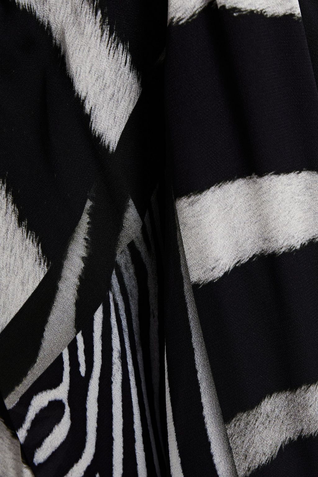 JUST CAVALLI Wrap-effect paneled zebra-print georgette maxi dress