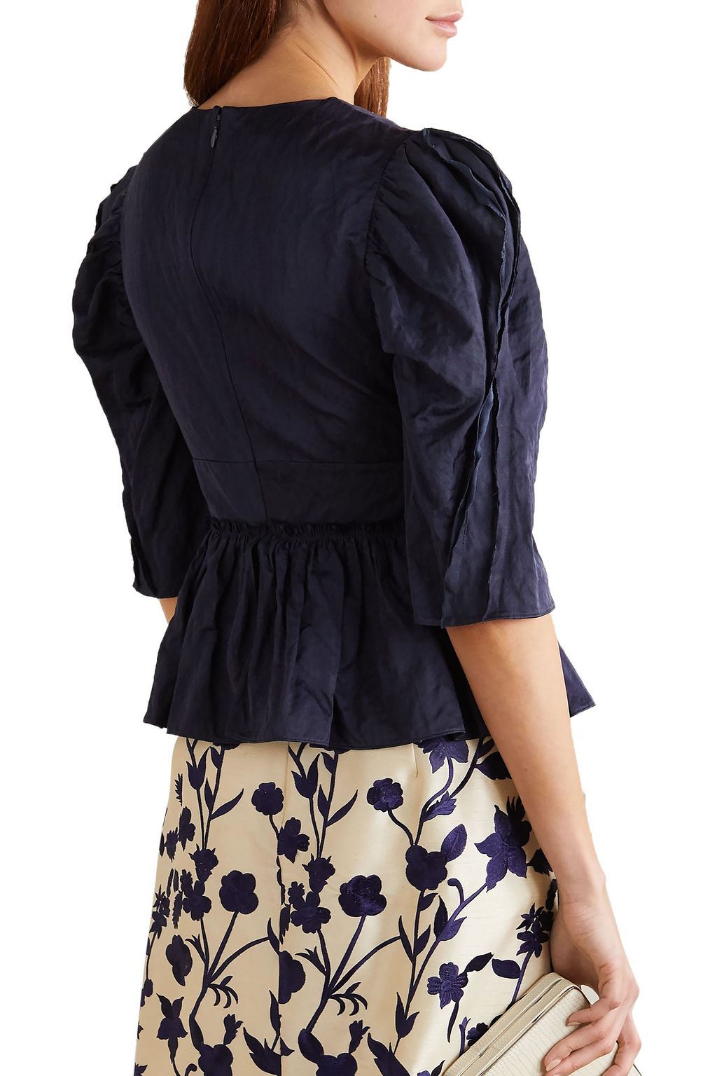 BROCK COLLECTION Metallic crinkled-twill peplum blouse