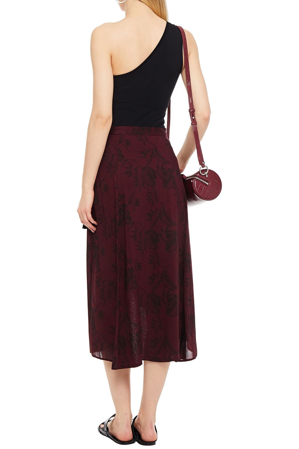 JAMES PERSE Floral-print chiffon midi wrap skirt