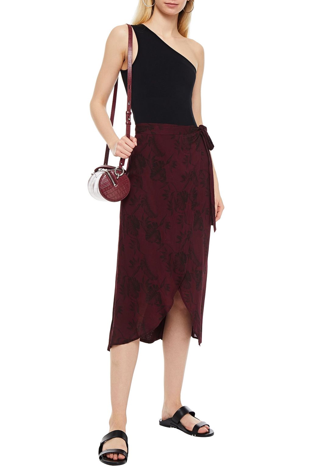 JAMES PERSE Floral-print chiffon midi wrap skirt