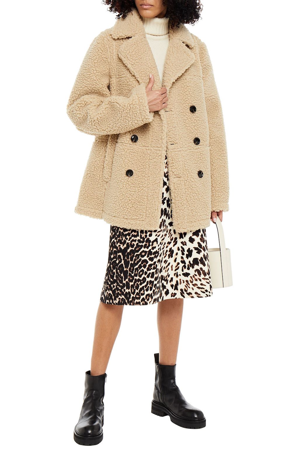 STAND STUDIO Double-breasted faux shearling coat
