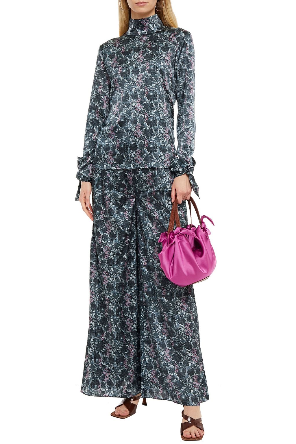 HOFMANN COPENHAGEN Gala printed silk-blend satin wide-leg pants