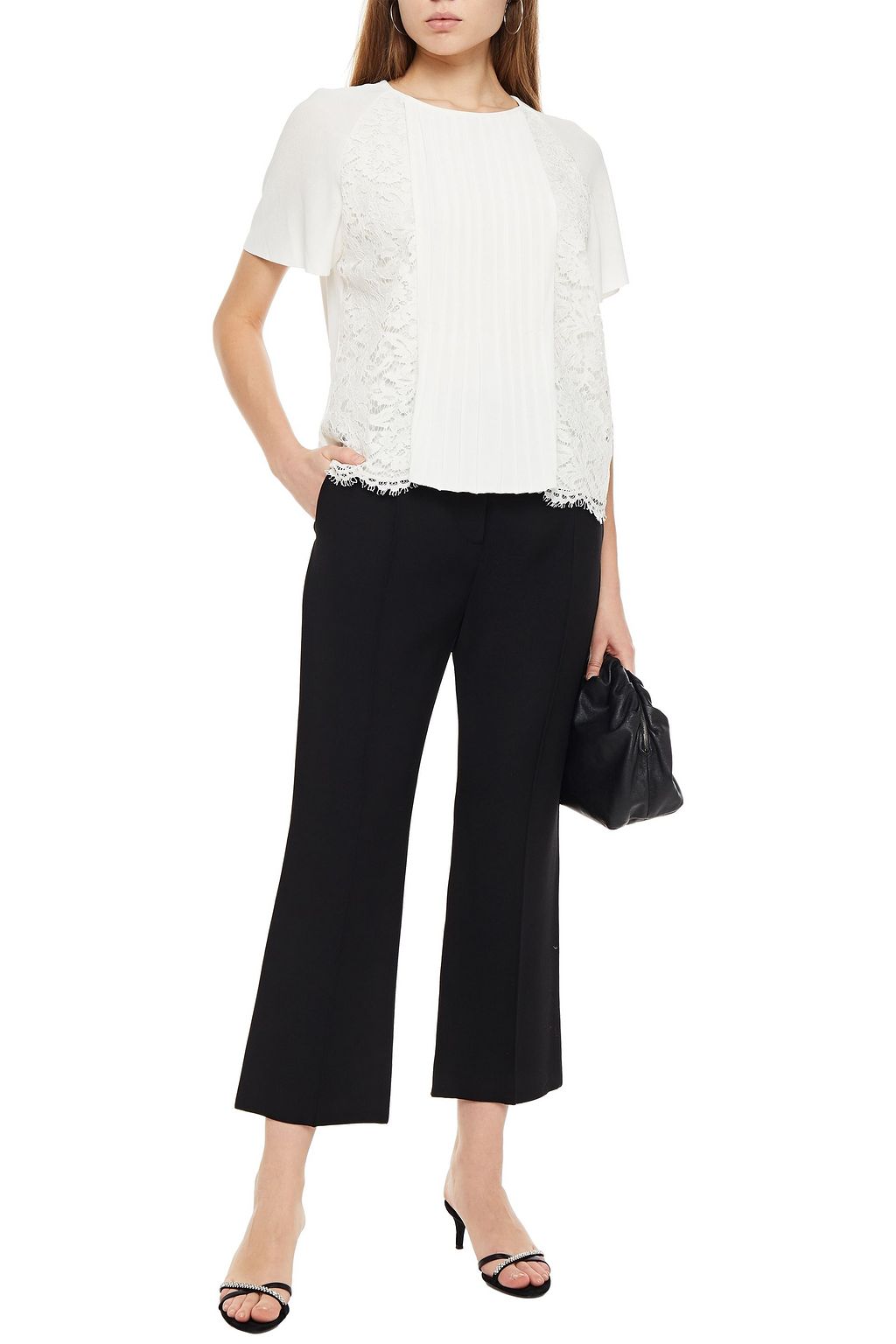 VALENTINO GARAVANI Cropped wool and silk-blend crepe bootcut pants
