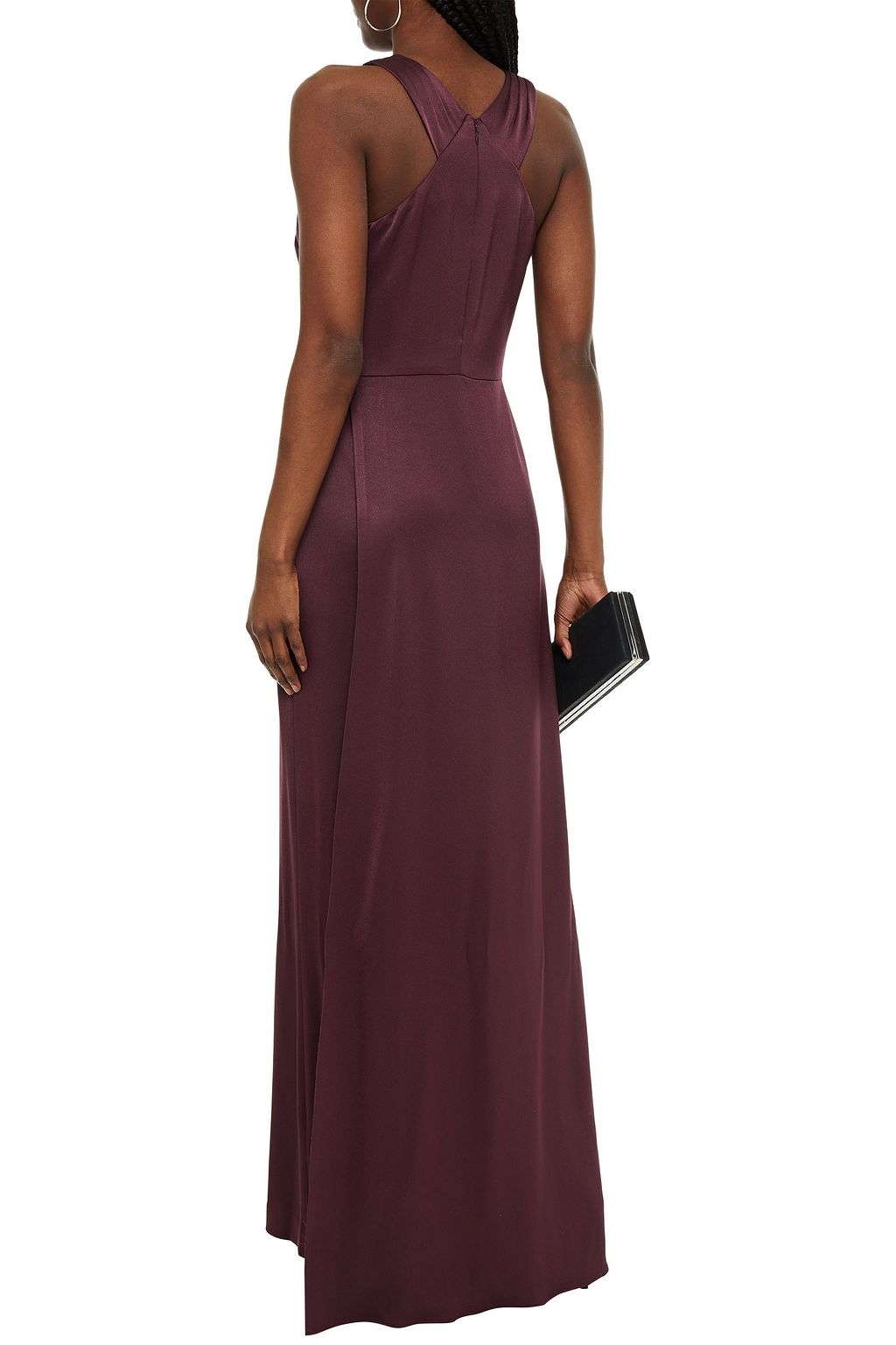 HALSTON Rhodes layered satin-crepe jumpsuit