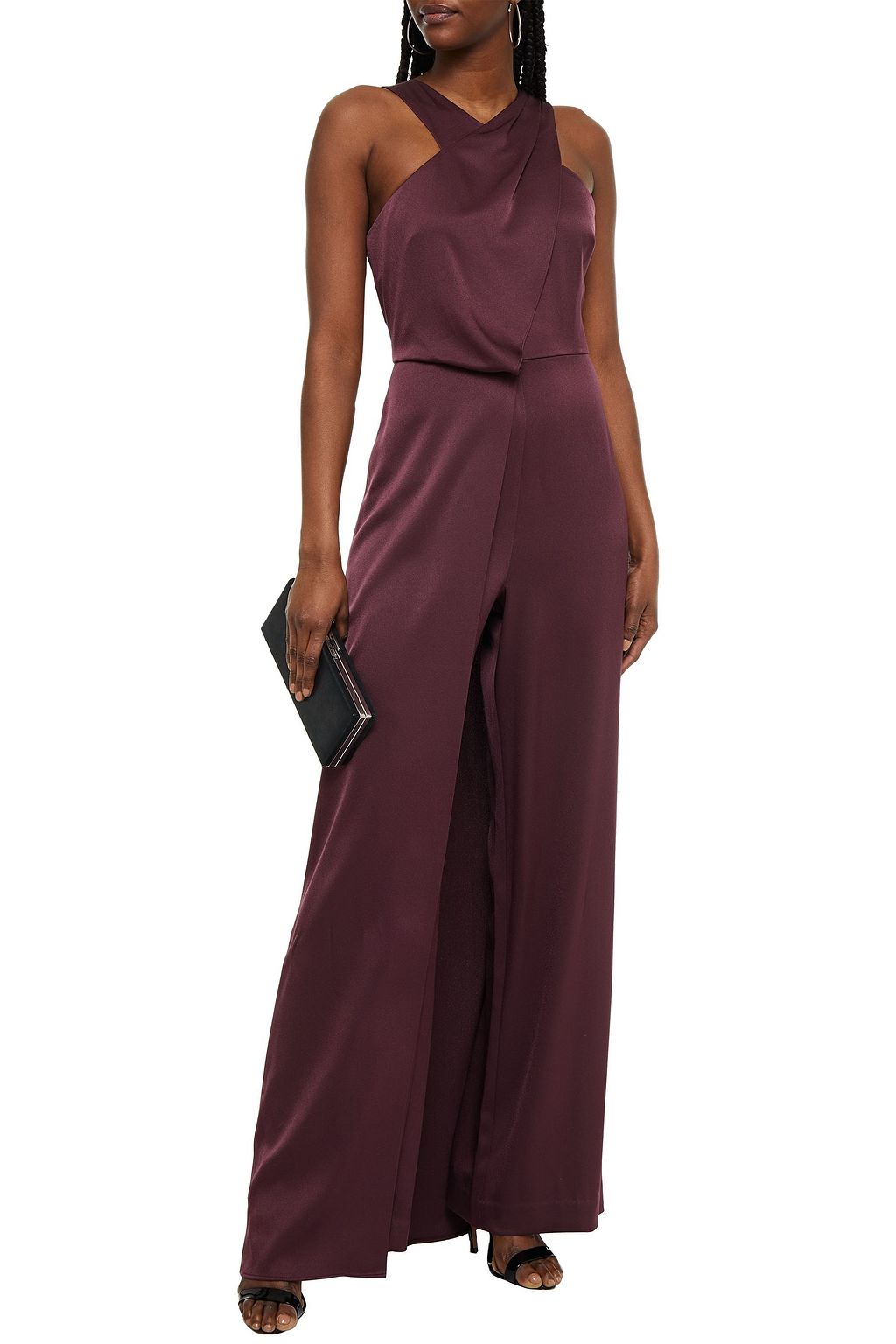 HALSTON Rhodes layered satin-crepe jumpsuit