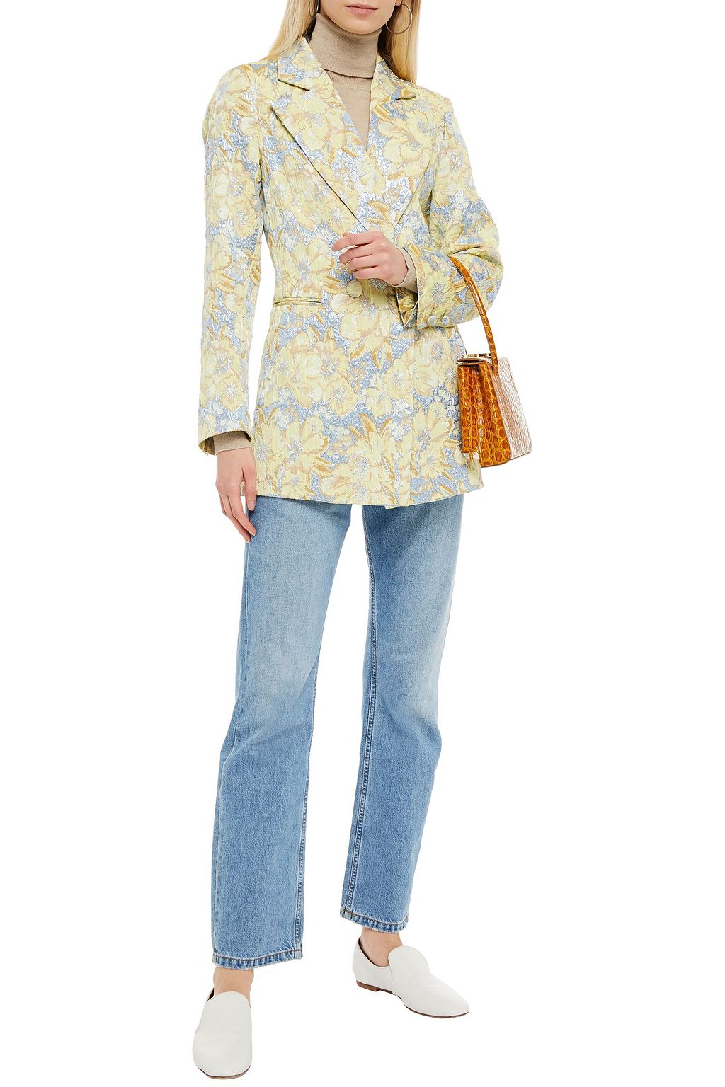 HOFMANN COPENHAGEN Daria double-breasted metallic brocade blazer