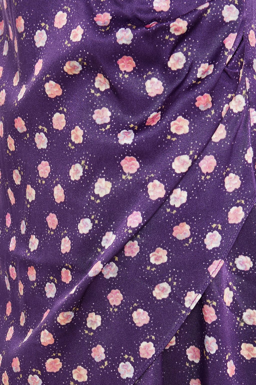 ROTATE BIRGER CHRISTENSEN Aiken wrap-effect floral-print satin-jersey mini dress
