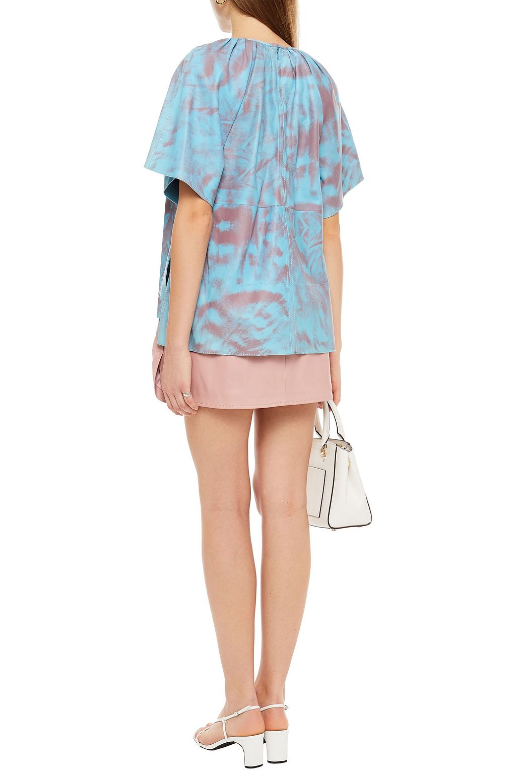 STAND STUDIO Gathered printed leather top