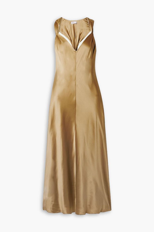 Twisted silk-satin midi dress