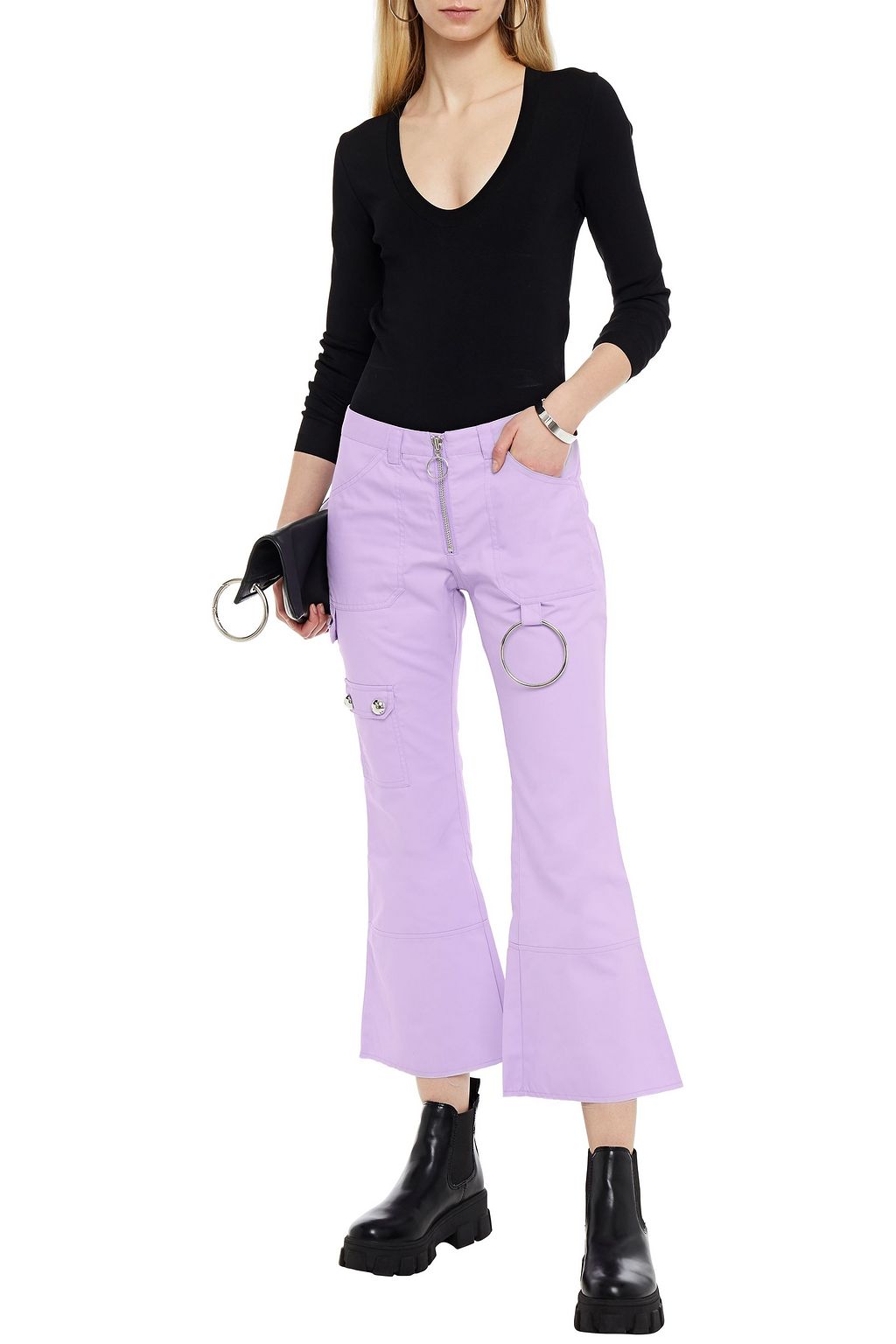 MARQUES' ALMEIDA Embellished twill kick-flare pants