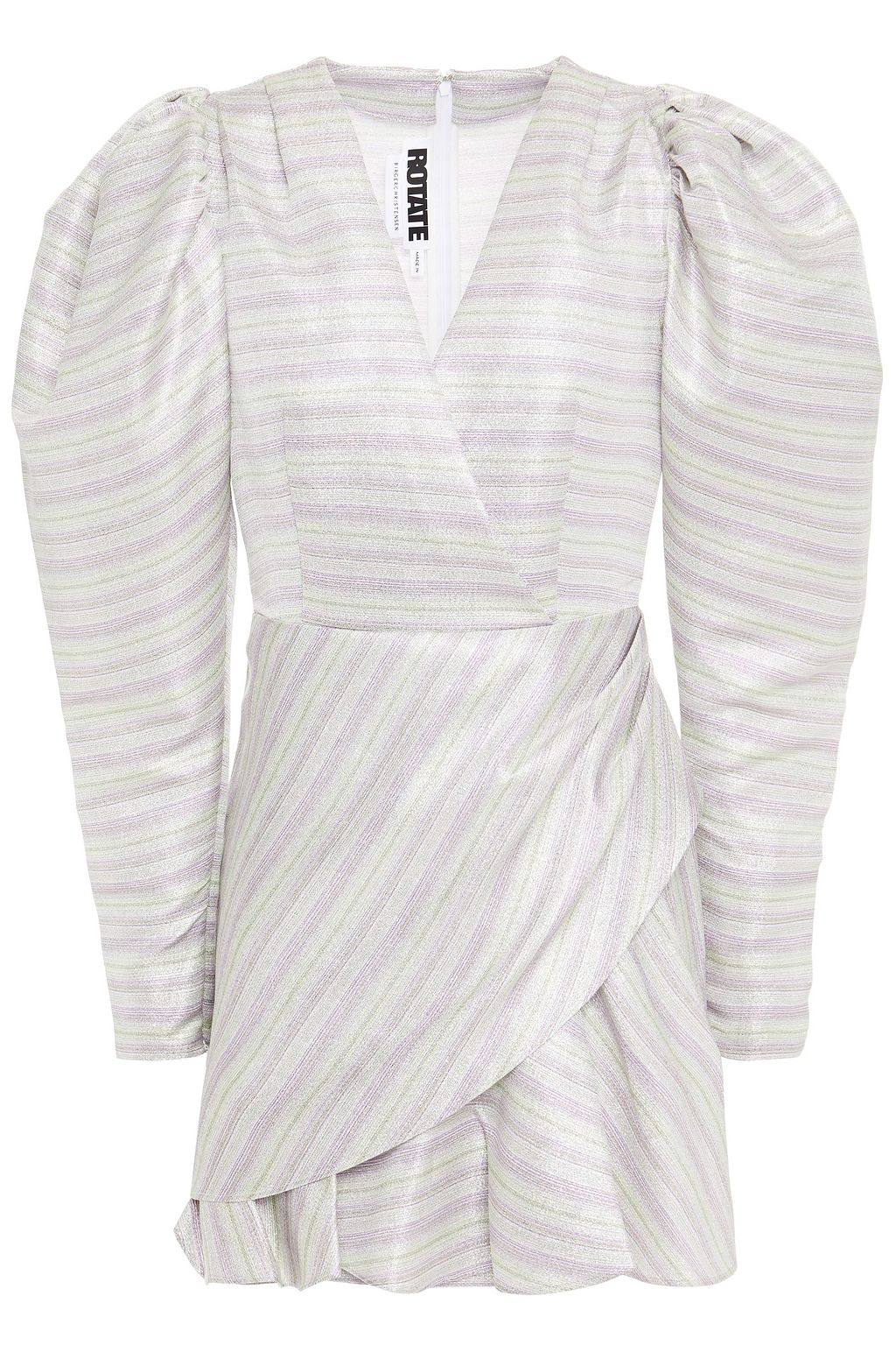 Lavender Wrap-effect striped metallic jacquard mini dress | Sale up to 70%  off | THE OUTNET | ROTATE BIRGER CHRISTENSEN | THE OUTNET