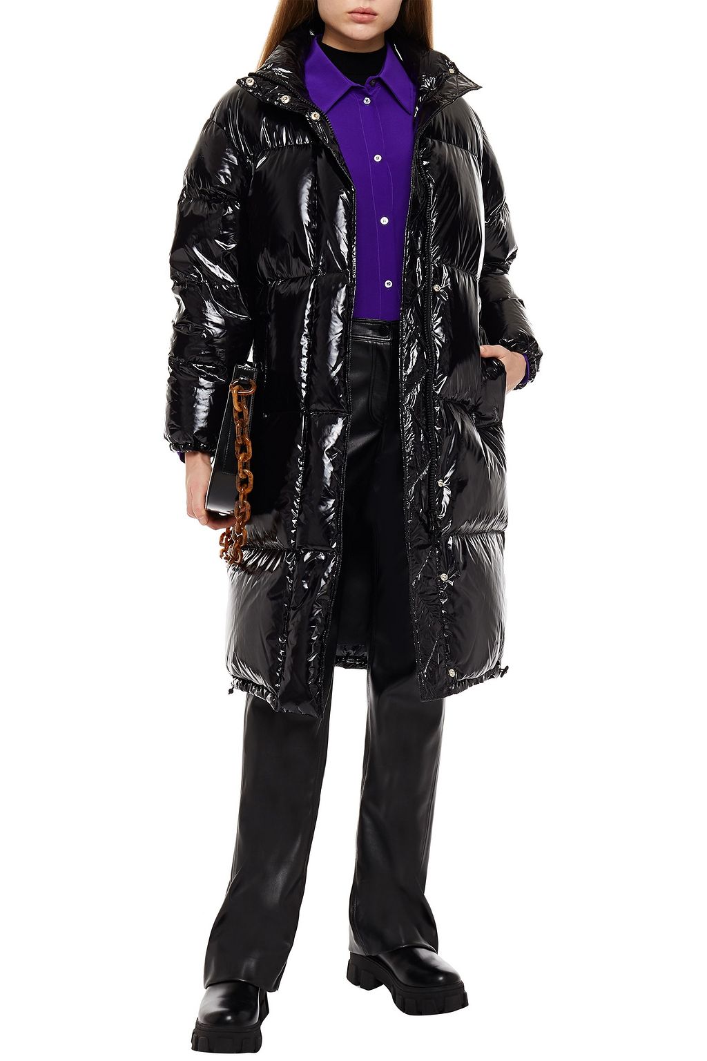 STAND STUDIO Quilted glossed-shell coat