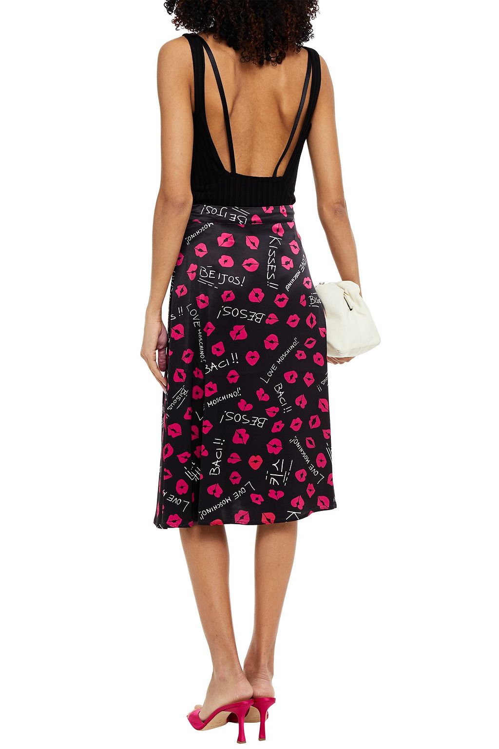 LOVE MOSCHINO Printed satin skirt