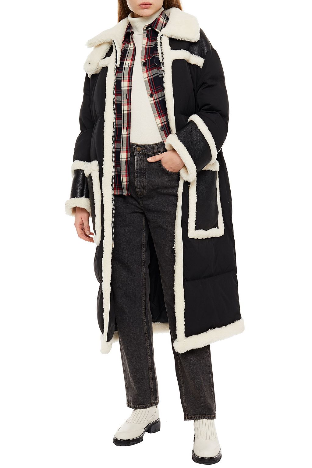 STAND STUDIO Shearling-lined quilted shell coat