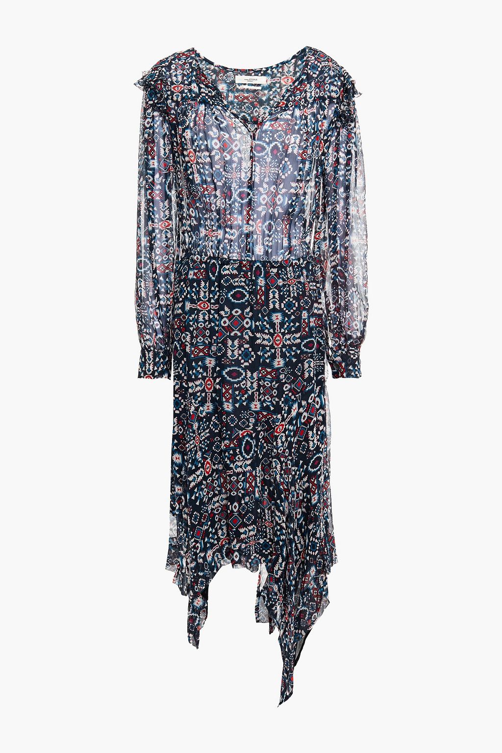 Black Enna ruffled printed silk-chiffon dress Sale up 70% off | THE OUTNET | ISABEL MARANT ÉTOILE | THE OUTNET