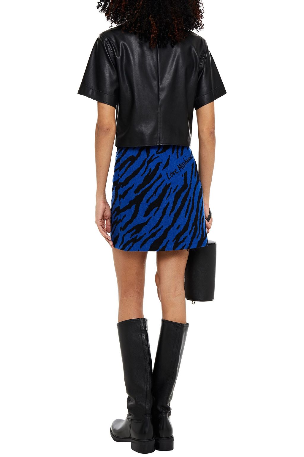 LOVE MOSCHINO Wool-blend zebra-jacquard mini skirt