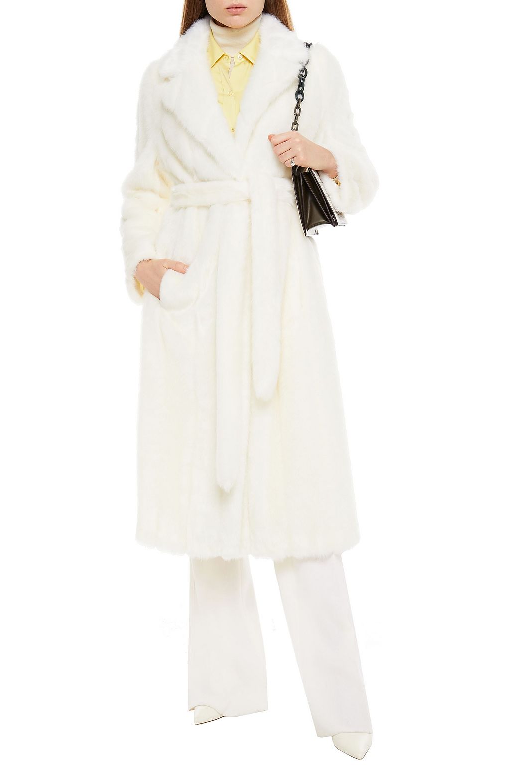 STAND STUDIO Belted faux fur coat