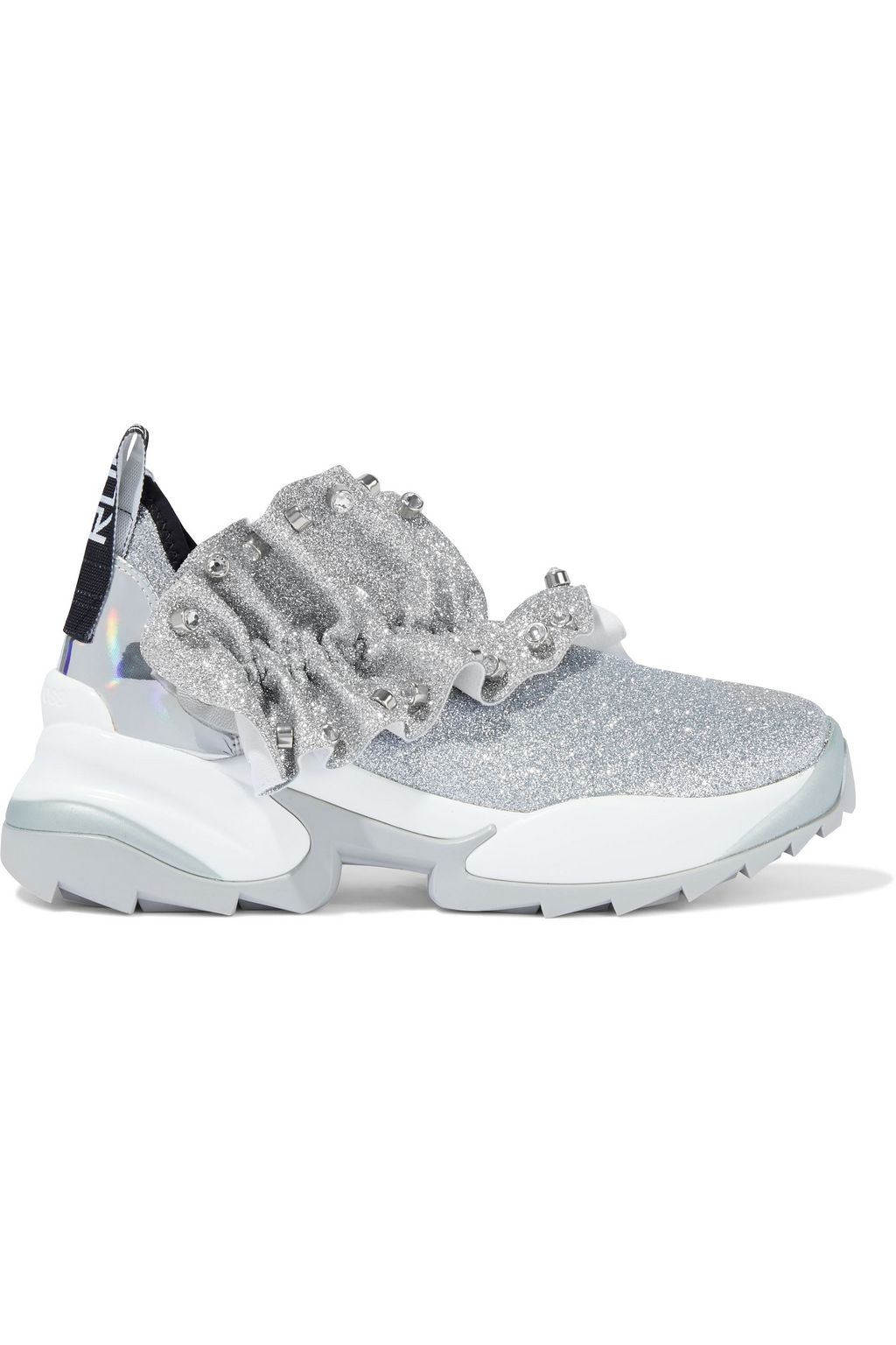 SERGIO ROSSI Extreme Ruffle crystal-embellished glittered stretch-knit appliqués