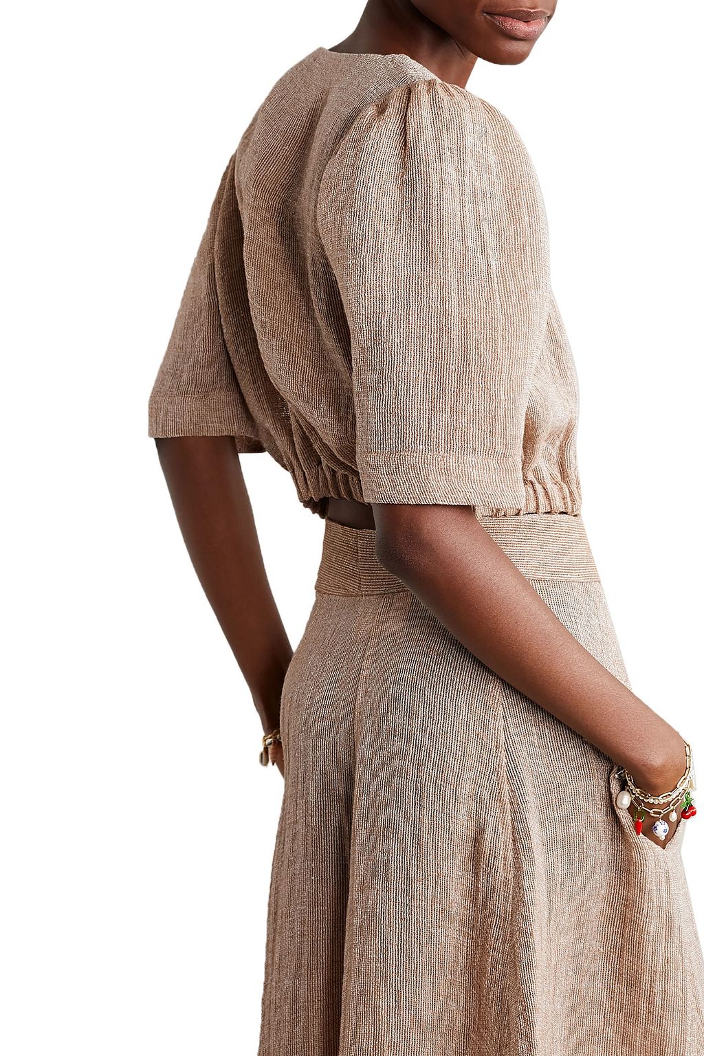 LISA MARIE FERNANDEZ Diana cropped linen-blend gauze top