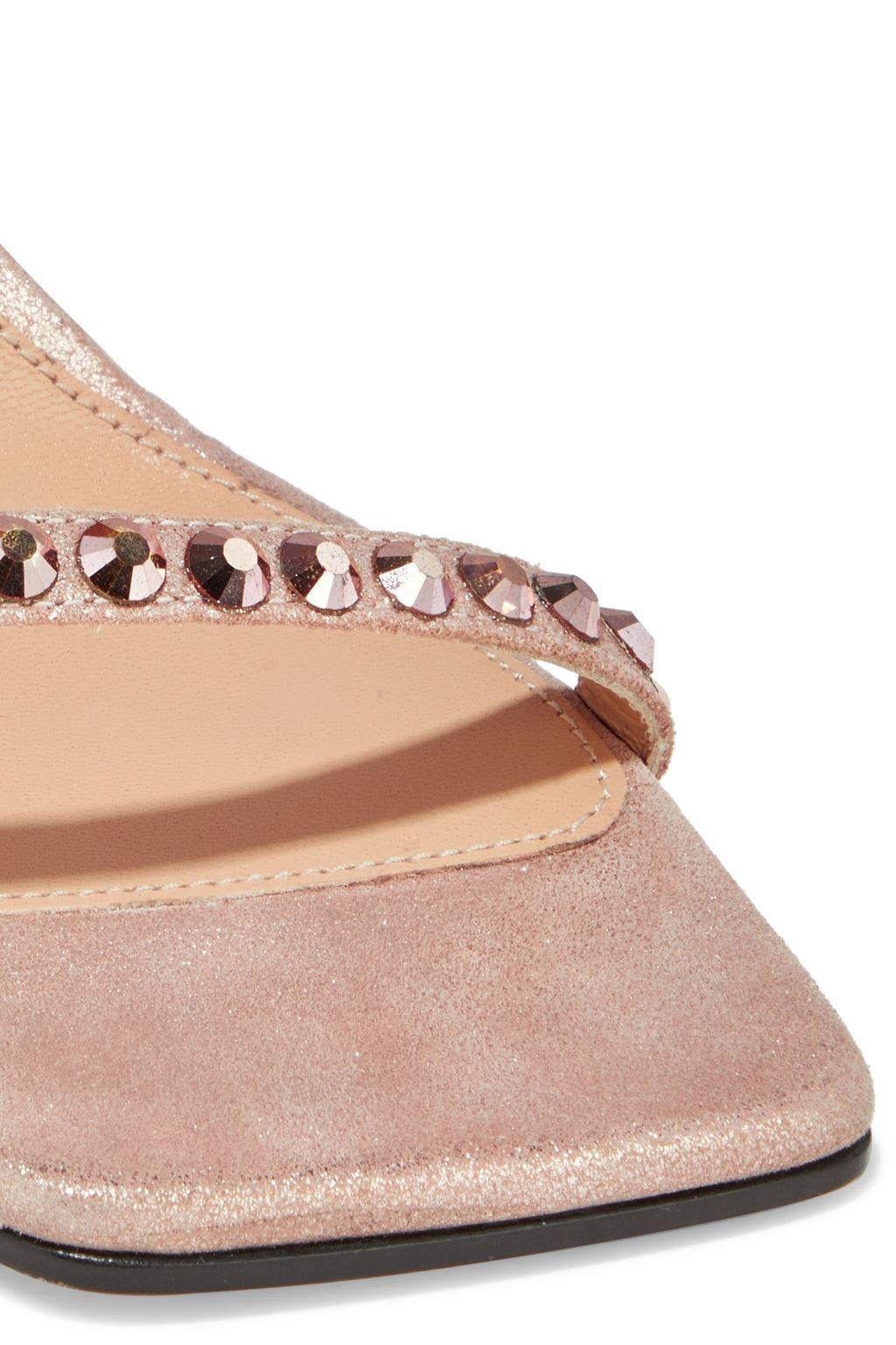 SERGIO ROSSI Crystal-embellished metallic suede sandals