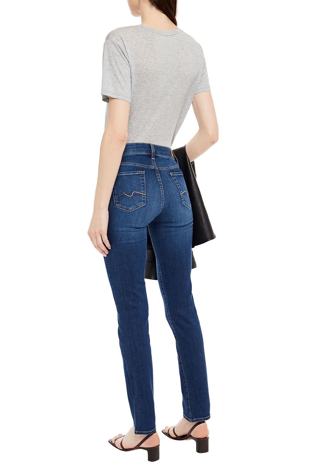 7 FOR ALL MANKIND Faded high-rise slim-leg jeans