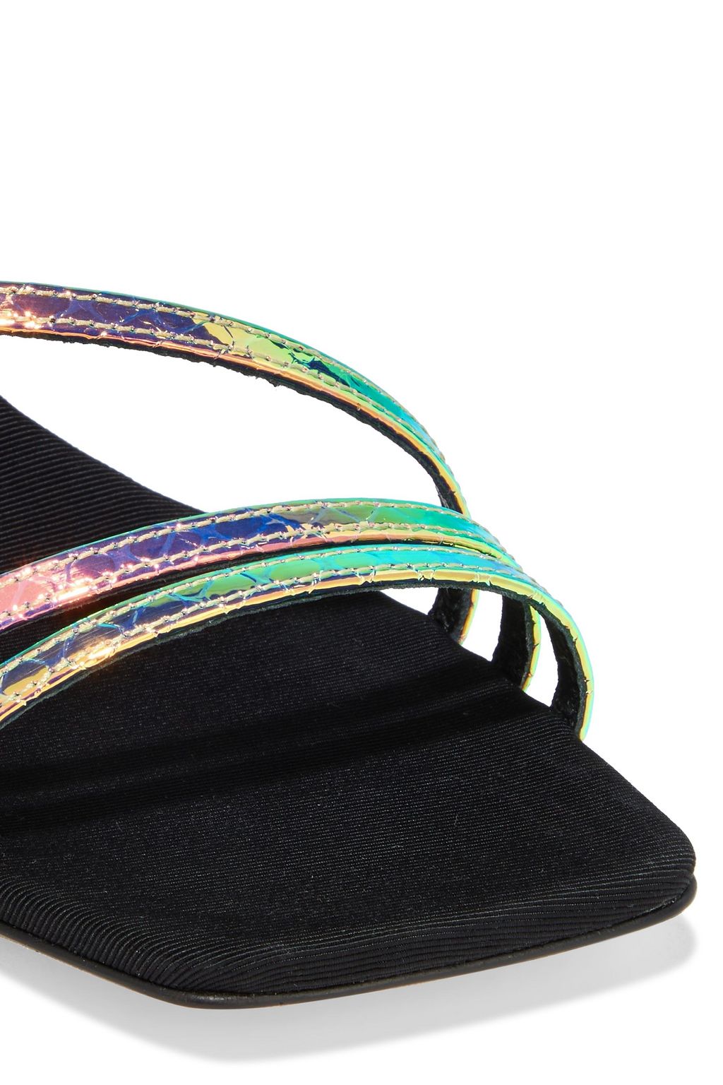 SERGIO ROSSI Iridescent snake-effect leather slingback sandals