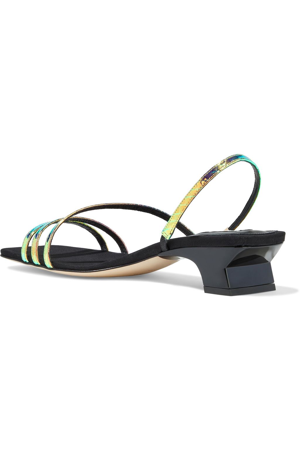 SERGIO ROSSI Iridescent snake-effect leather slingback sandals