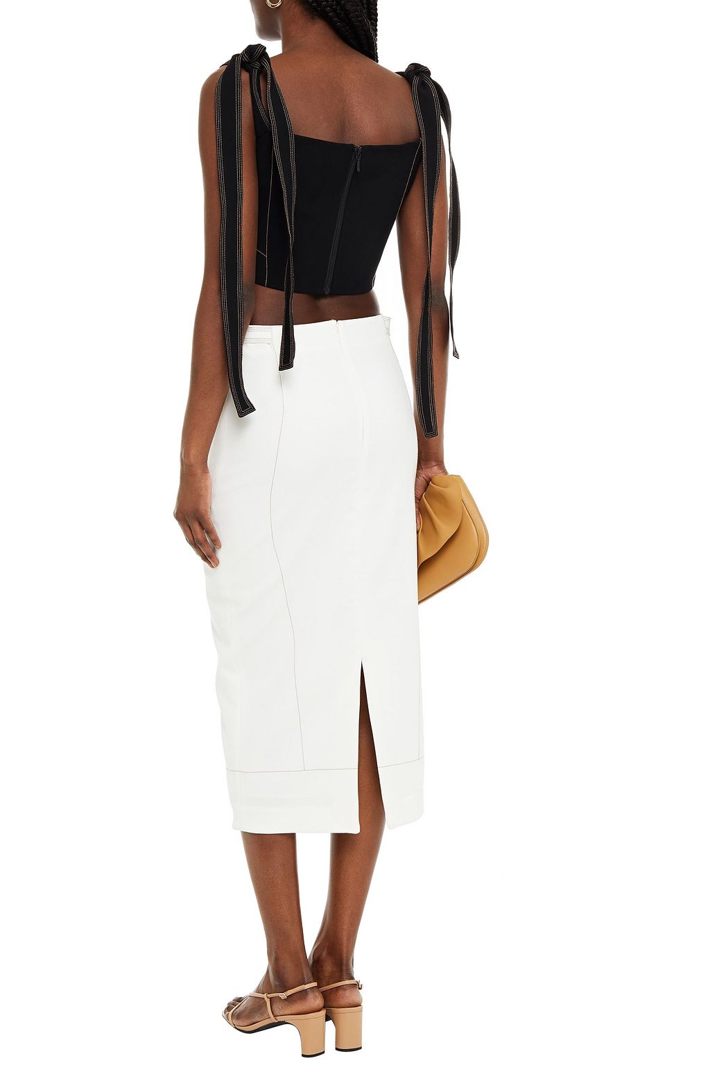 RACHEL GILBERT Frankie belted crepe midi skirt