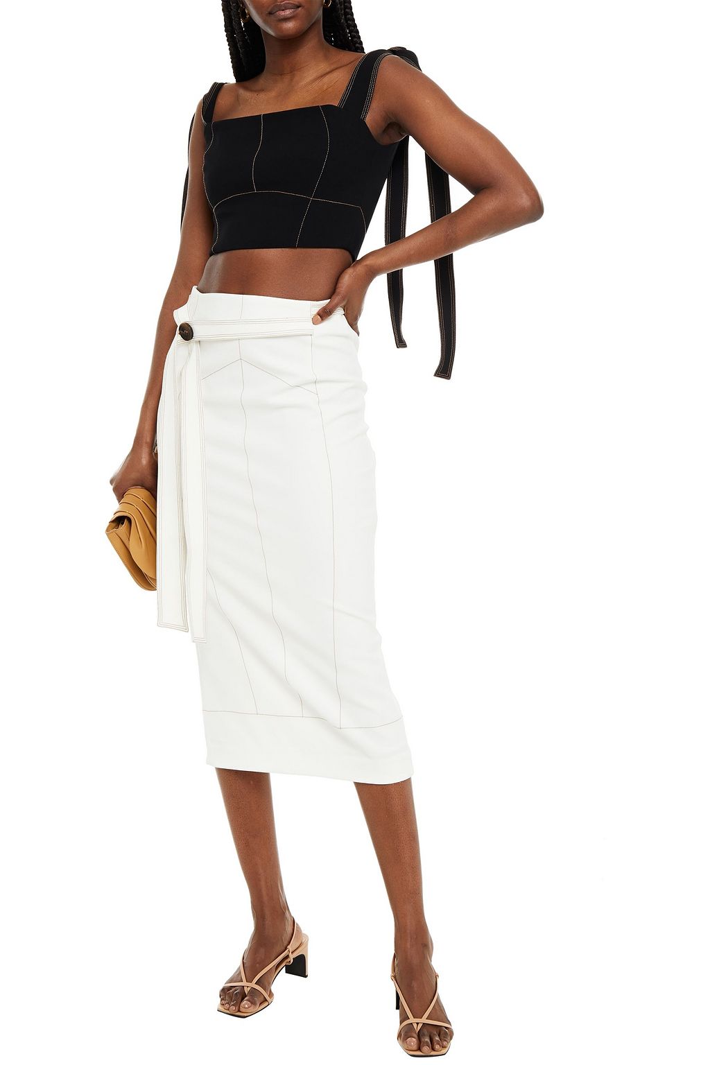 RACHEL GILBERT Frankie belted crepe midi skirt