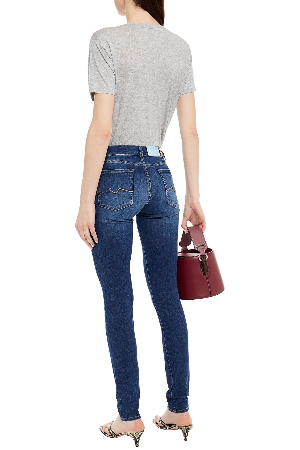 7 FOR ALL MANKIND Faded mid-rise slim-leg jeans