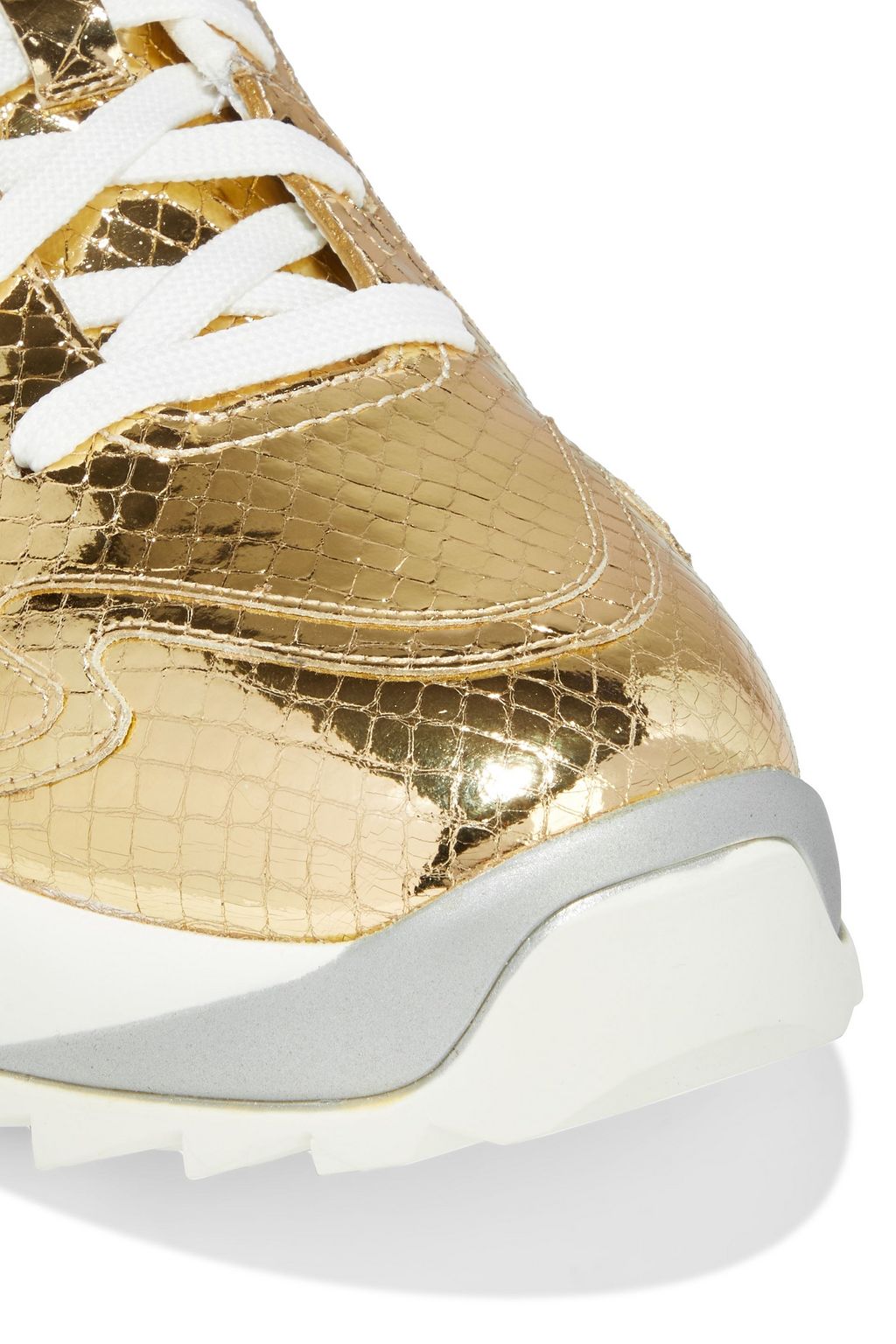 SERGIO ROSSI Sergio Extreme metallic snake-effect leather exaggerated-sole sneakers