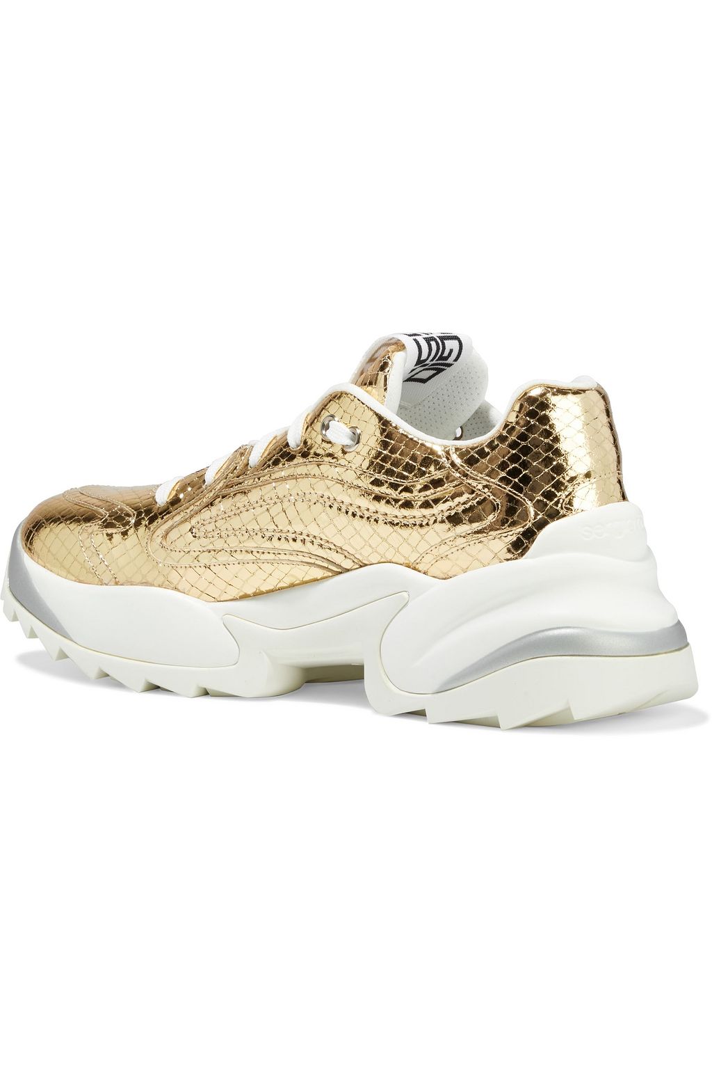 SERGIO ROSSI Sergio Extreme metallic snake-effect leather exaggerated-sole sneakers