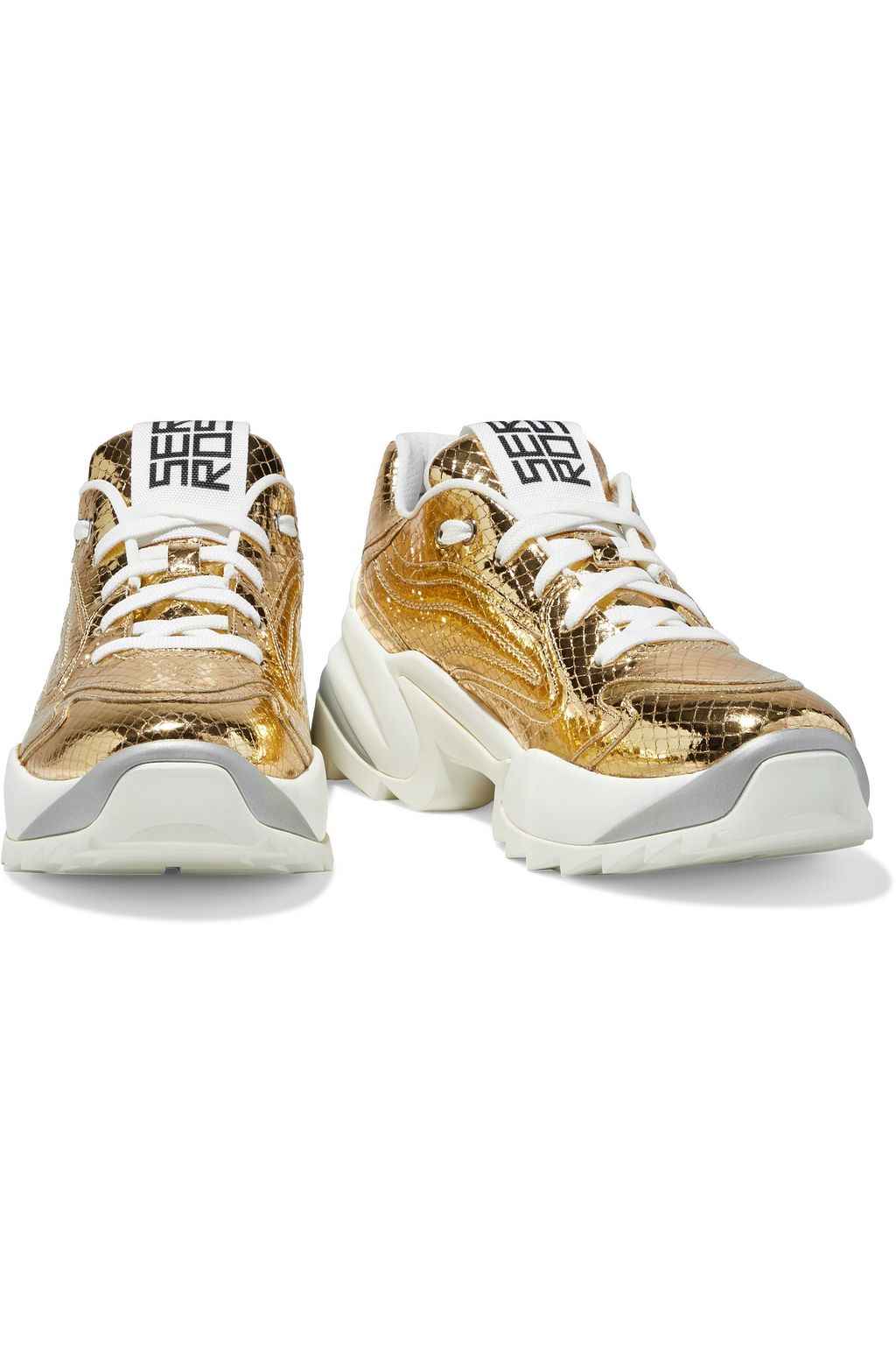 SERGIO ROSSI Sergio Extreme metallic snake-effect leather exaggerated-sole sneakers