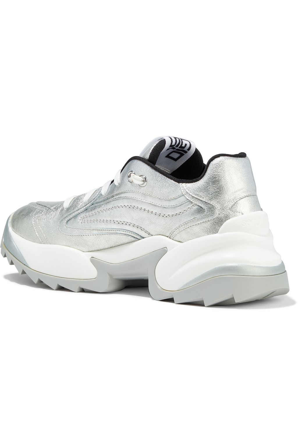 SERGIO ROSSI Sergio Extreme metallic leather exaggerated-sole sneakers