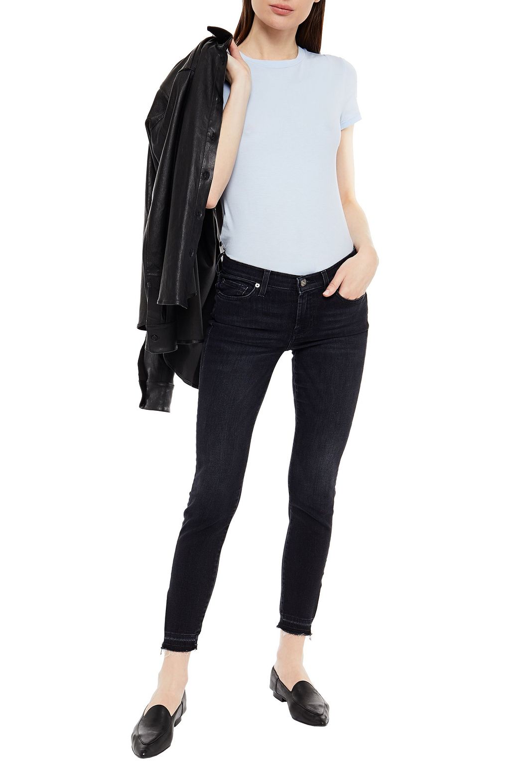 7 FOR ALL MANKIND Cropped mid-rise slim-leg jeans