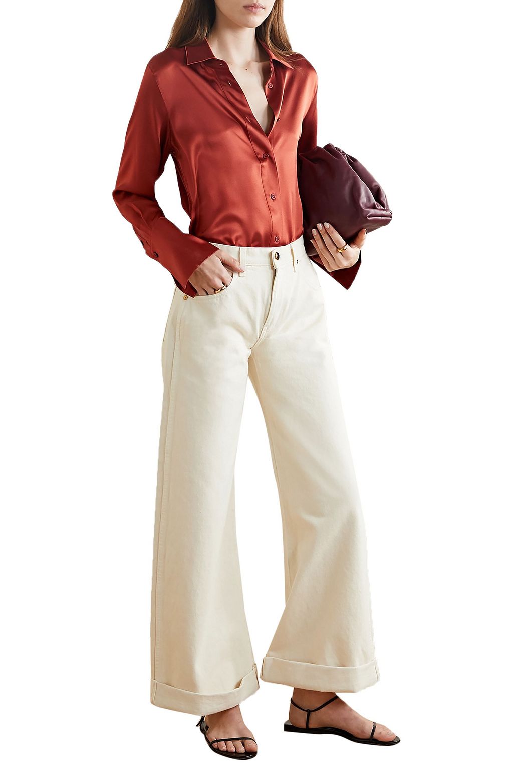 LEE MATHEWS Stella silk-satin shirt