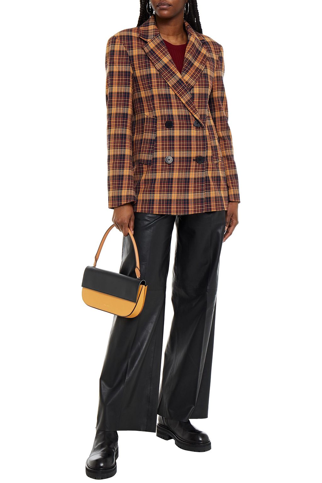 REMAIN BIRGER CHRISTENSEN Debbie double-breasted checked cotton-blend blazer
