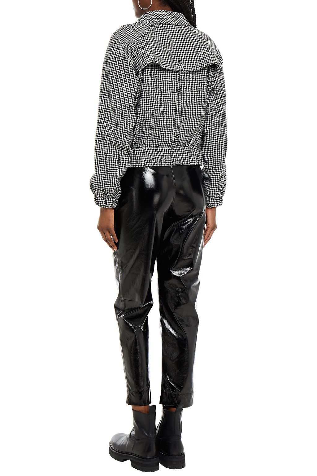 REMAIN BIRGER CHRISTENSEN Odette vinyl-paneled houndstooth wool-blend jacket