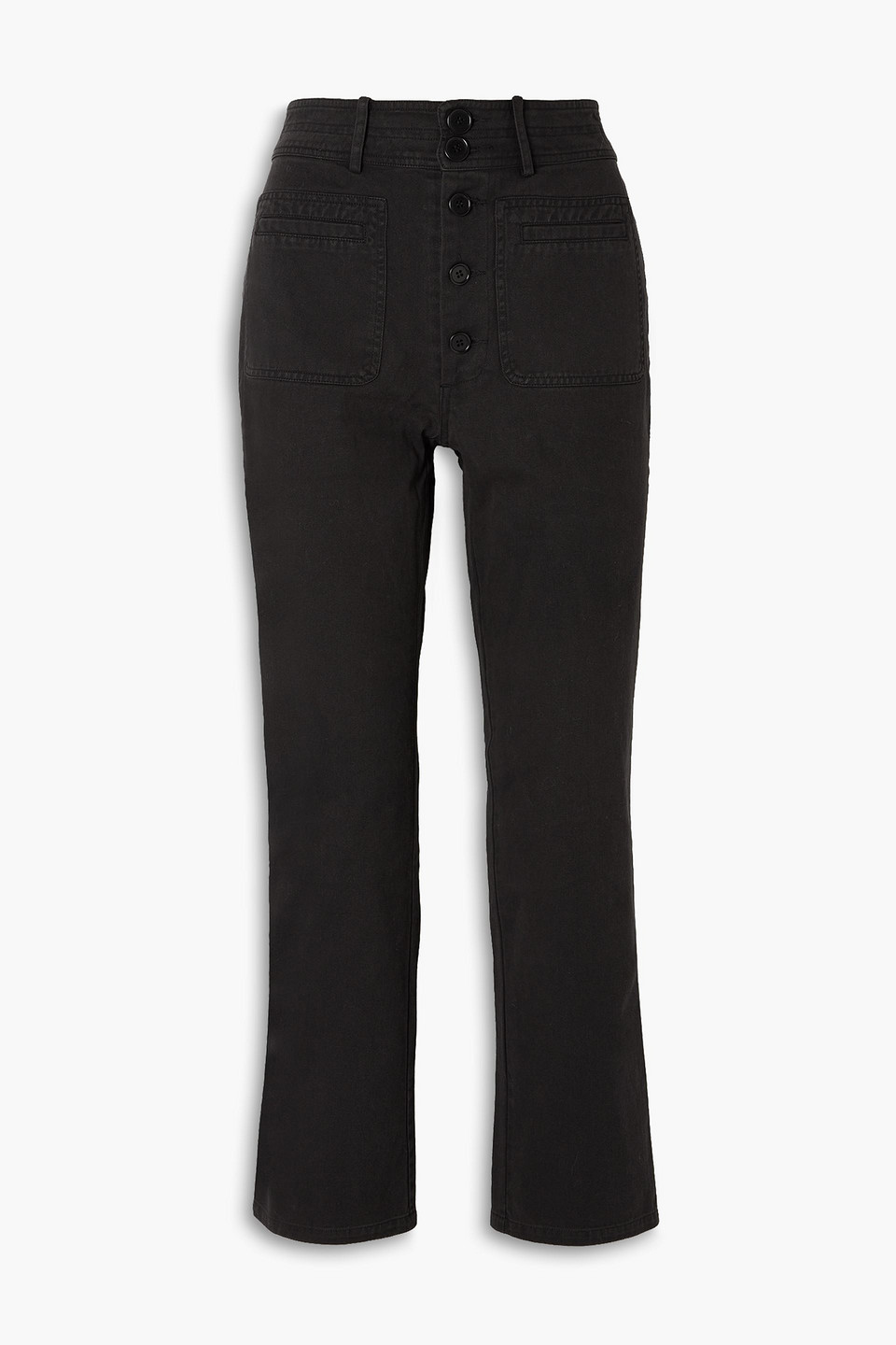 Apiece Apart Marston Cotton-twill Kick-flare Pants In Black