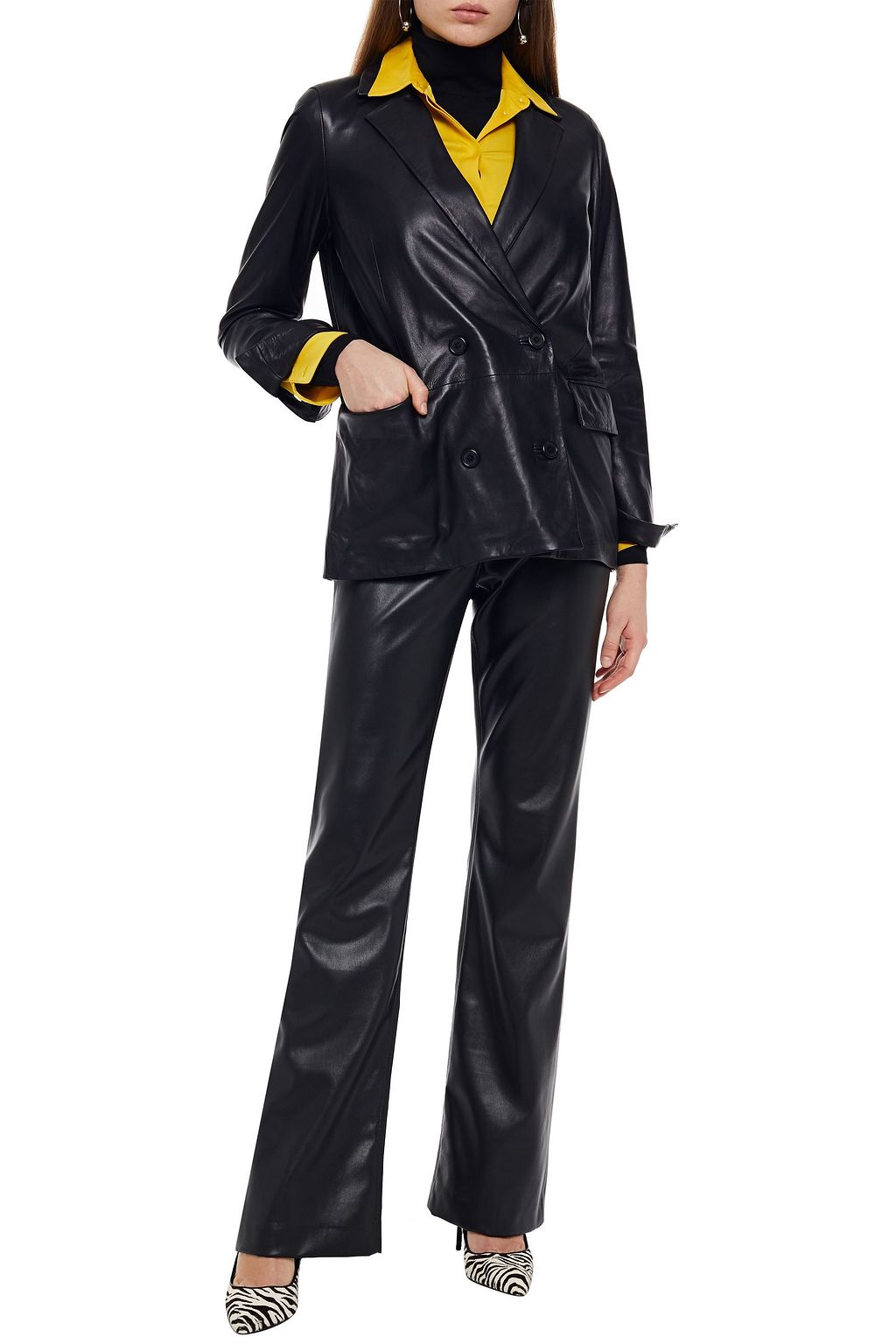 STAND STUDIO + Pernille Teisbaek Cassidy double-breasted leather blazer