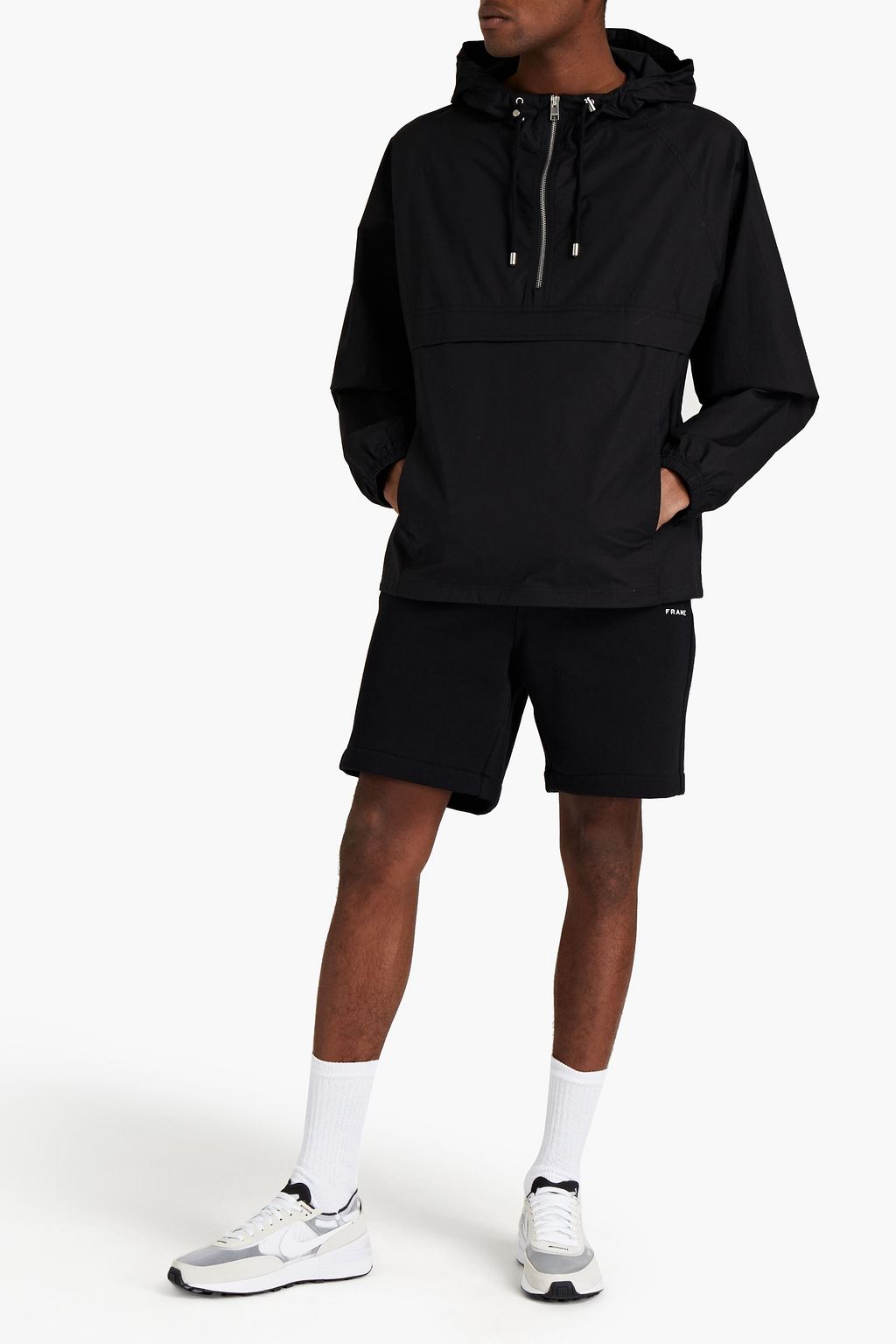 FRAME Cotton-blend hooded track jacket