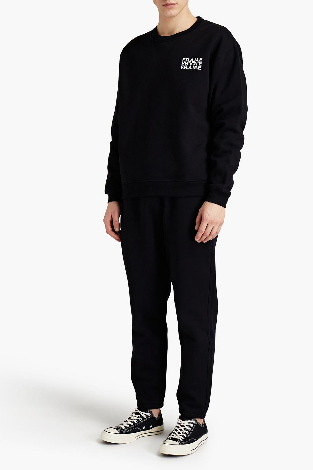 FRAME Printed cotton-blend fleece track pants