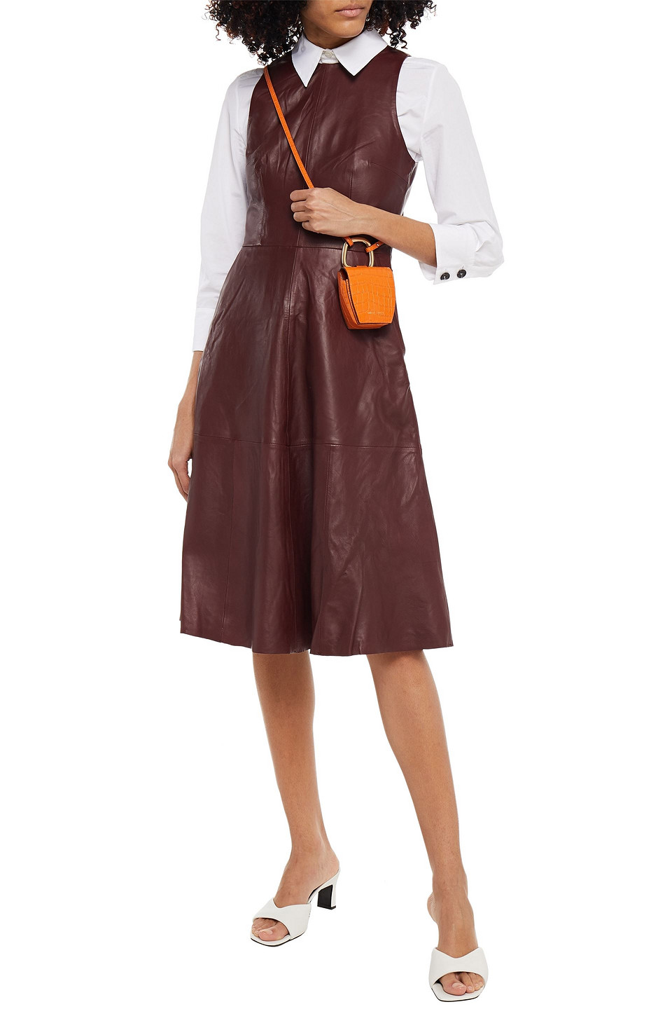 Remain Birger Christensen Portia Leather Dress In Burgundy | ModeSens