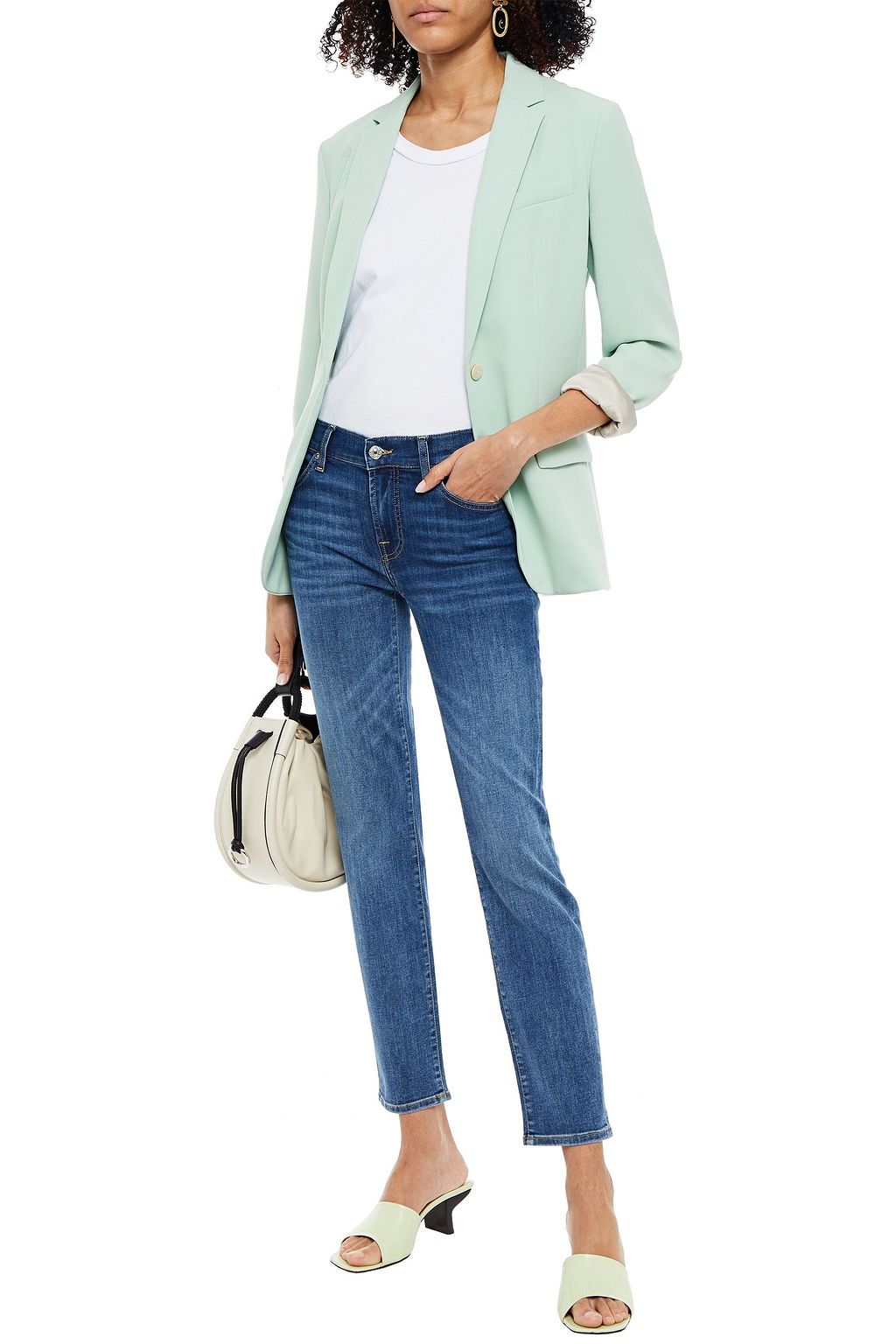 7 FOR ALL MANKIND Halbhohe Cropped Jeans mit schmalem Bein