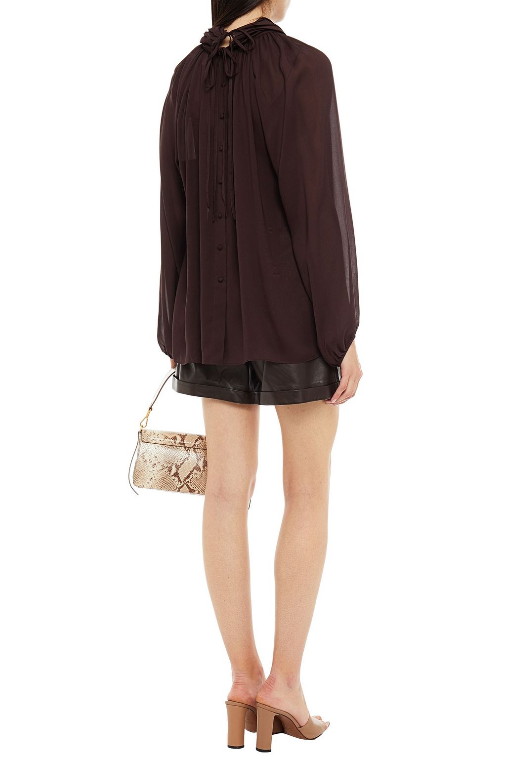 TOVE Wren gathered silk-georgette blouse