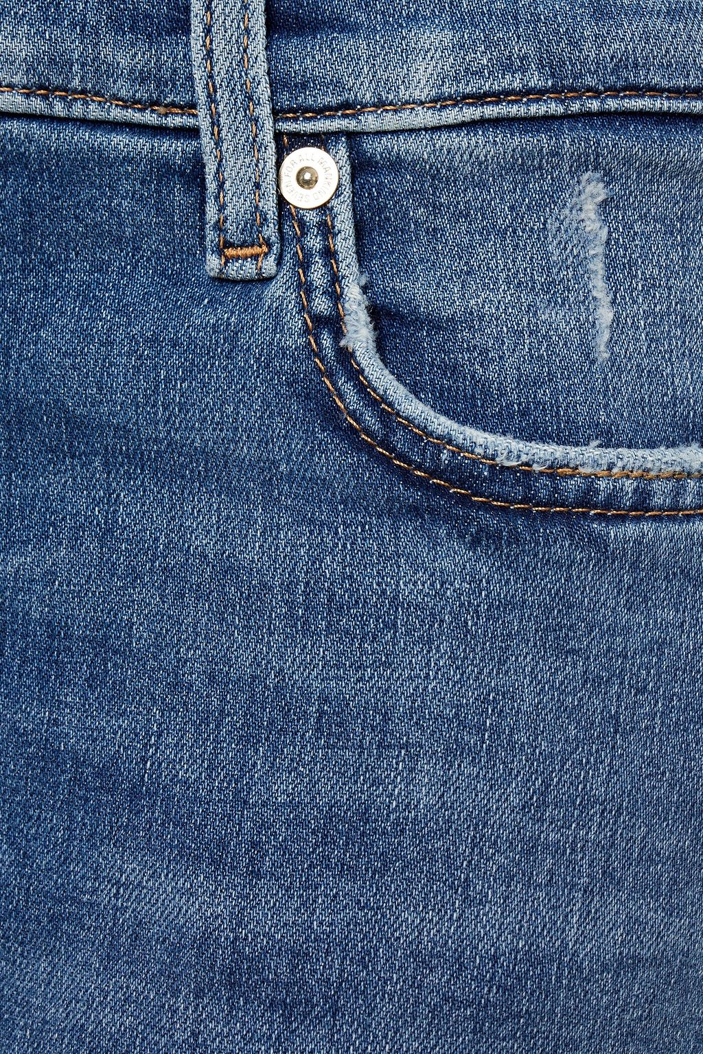 7 FOR ALL MANKIND Cropped distressed mid-rise skinny jeans