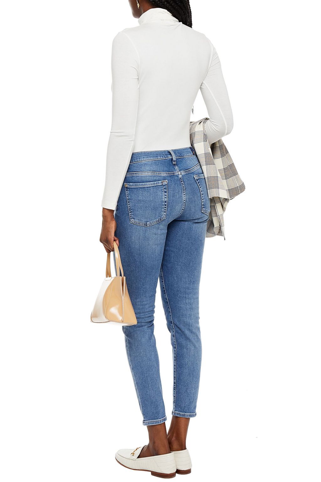 7 FOR ALL MANKIND Cropped distressed mid-rise skinny jeans